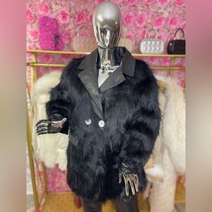 Black Faux Fur Women's Coat